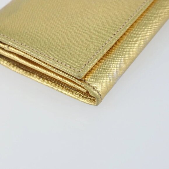 PRADA Long Wallet Safiano leather Gold Auth 142948 - Picture 7 of 16